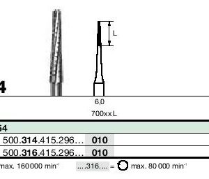 Instruments tungstène chirurgicaux turbine (316 et 314) CB254